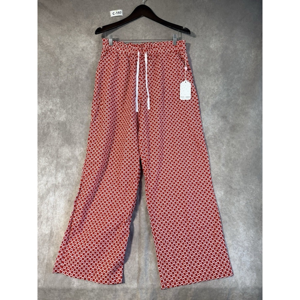 Better‎ Together Drawstring Pajama Pants Size Large Red White Checkered Hearts